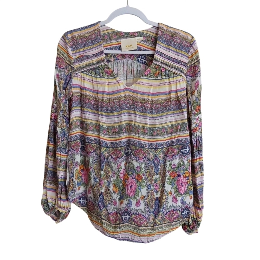 Maeve Ceresco Long Sleeve Peasant Boho Top- size XS - Picture 2 of 8